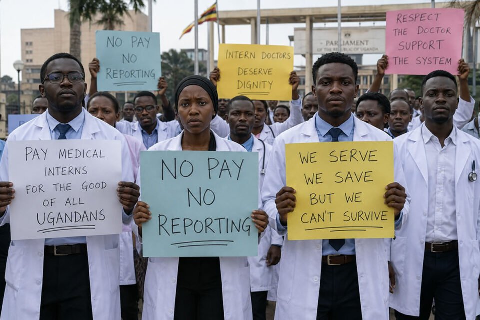 Medical interns protest over allowances and working conditions in Uganda. Image is illustrative.